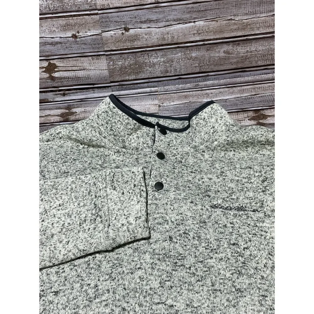 Eddie Bauer Men’s 1/4‎ Button Sweater Pullover Heather Size XL NWOT
